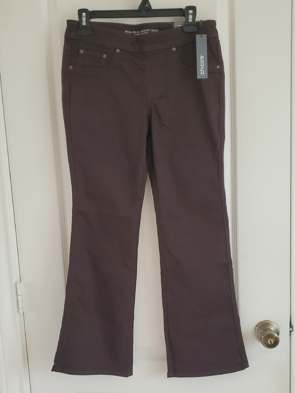 NWT Chico's Pull-On Slim Boot Jeans in Cocoa Brown